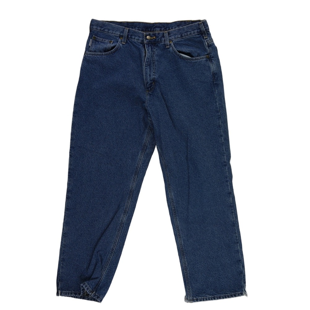 Carhartt B172 DST Jeans Men's Size 36x30 Blue Flannel Lined Relaxed Denim Pants